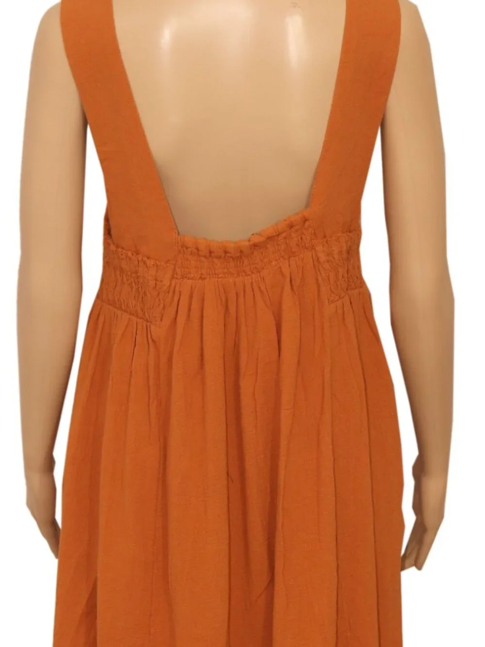 Free People Delphine Midi Dress Sleeveless Pull On Smocked Square Neck M